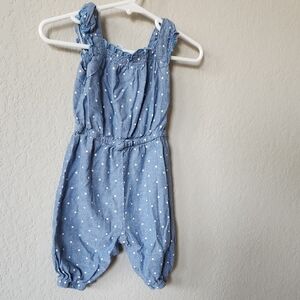 healthtex Blue Polka Dot Girls Romper with Ruffled Straps
